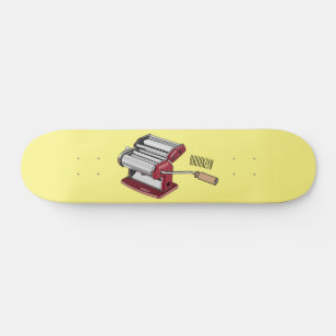 Pasta maker cartoon illustration skateboard