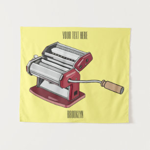 Pasta maker cartoon illustration tapestry