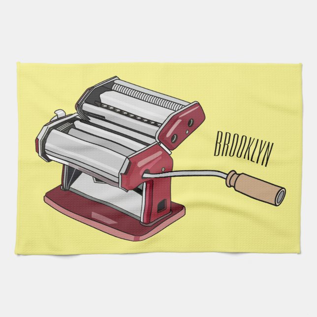 Pasta maker cartoon illustration  tea towel (Horizontal)