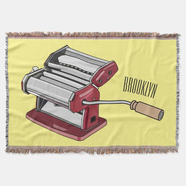 Pasta maker cartoon illustration  throw blanket (Front)