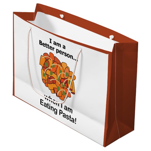 Pasta Makes Me Better Funny Pasta Lover  Large Gift Bag (Front Angled)