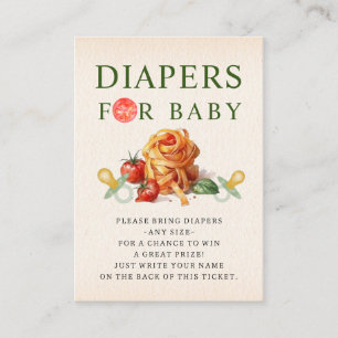 Pasta & Pacifiers Baby Shower Diaper Raffle Enclosure Card