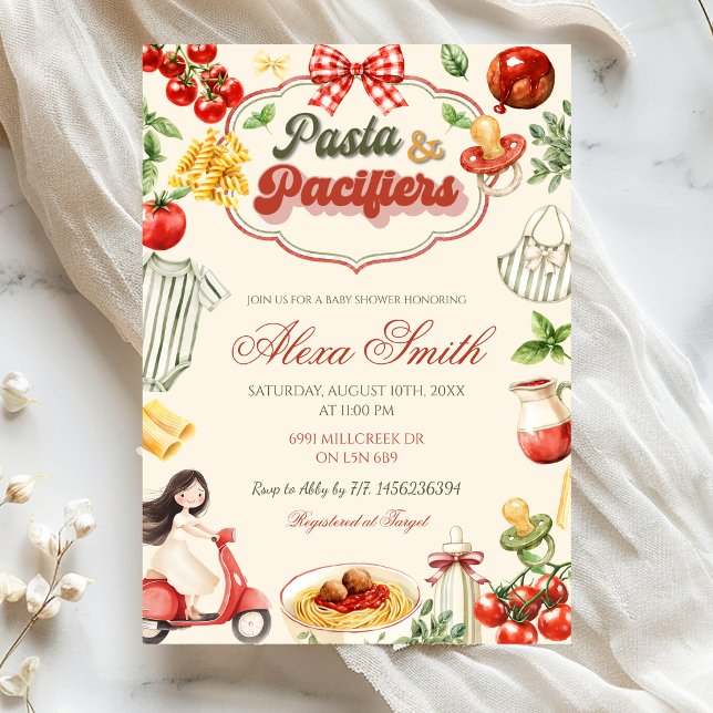 Pasta & Pacifiers Baby Shower Invitation (Creator Uploaded)