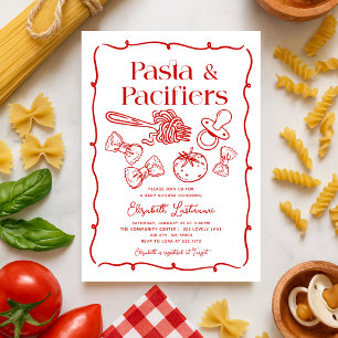 Pasta & Pacifiers Hand Drawn Italian Baby Shower Invitation