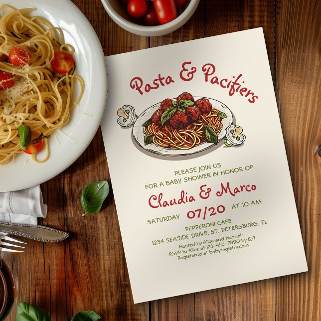 Pasta & Pacifiers Italian Baby Shower Invitation (Creator Uploaded)