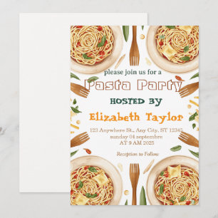 Pasta Party Invitation Italian Dinner Celebration