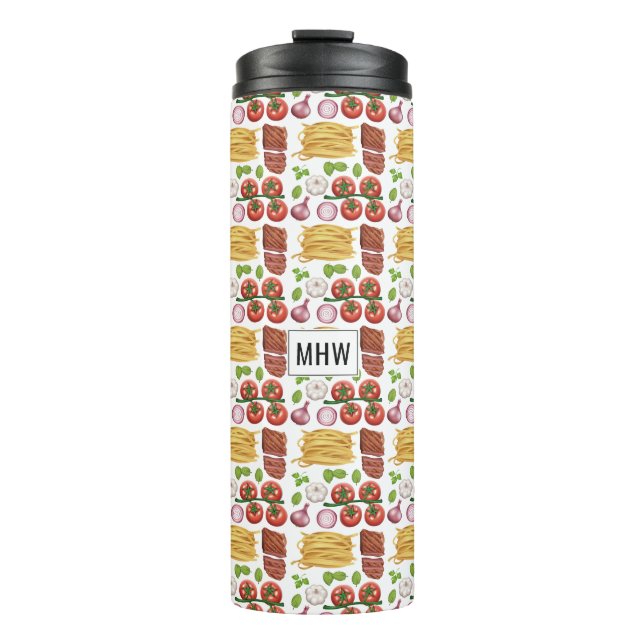 Pasta Pattern custom monogram tumbler (Front)