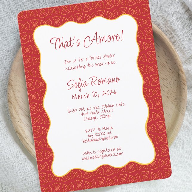 Pasta Pattern That's Amore Italian Bridal Shower Invitation (Creator Uploaded)