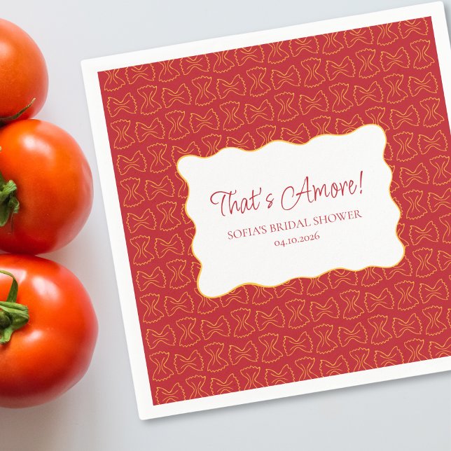 Pasta Pattern That's Amore Italian Bridal Shower Napkin (Creator Uploaded)