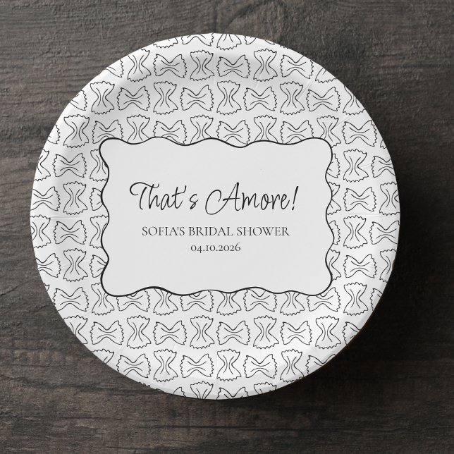 Pasta Pattern That's Amore Italian Bridal Shower Paper Plate (Creator Uploaded)