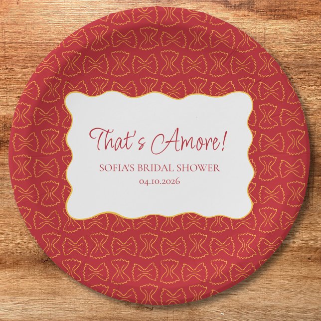 Pasta Pattern That's Amore Italian Bridal Shower Paper Plate (Creator Uploaded)