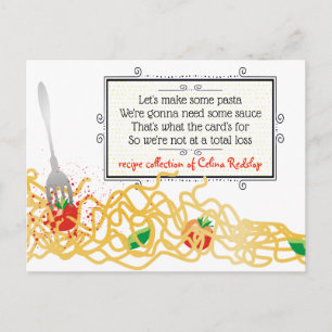 Pasta sauce Italian cooking cookbook recipe card