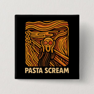 Pasta Scream Art Scream of Spaghetti 15 Cm Square Badge