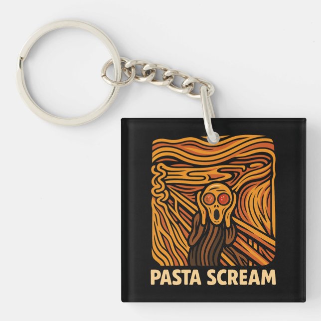 Pasta Scream Art Scream of Spaghetti Key Ring (Front)