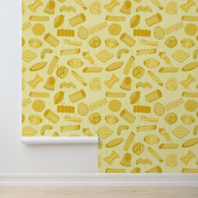 Pasta Shapes Italian Restaurant Cream Wallpaper (Application)