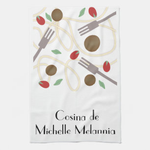 Pasta Spaghetti Dinner Lovers Chef Tea Towel