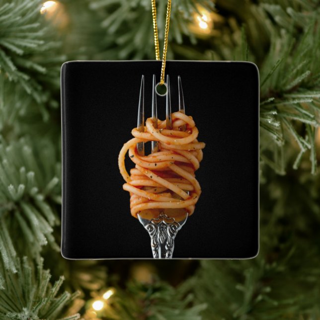Pasta spun on a Fork, Food Spaghetti Ceramic Ornament (Tree)