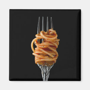 Pasta spun on a Fork, Food Spaghetti Magnet
