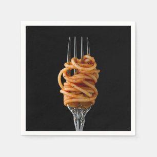 Pasta spun on a Fork, Food Spaghetti Napkin