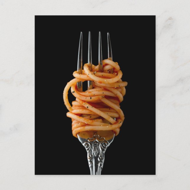 Pasta spun on a Fork, Food Spaghetti Postcard (Front)