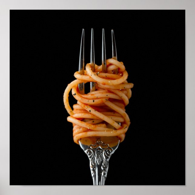 Pasta spun on a Fork, Food Spaghetti Poster (Front)