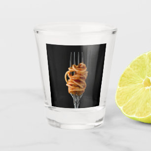 Pasta spun on a Fork, Food Spaghetti Shot Glass