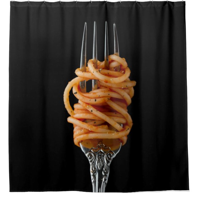 Pasta spun on a Fork, Food Spaghetti Shower Curtain (Front)