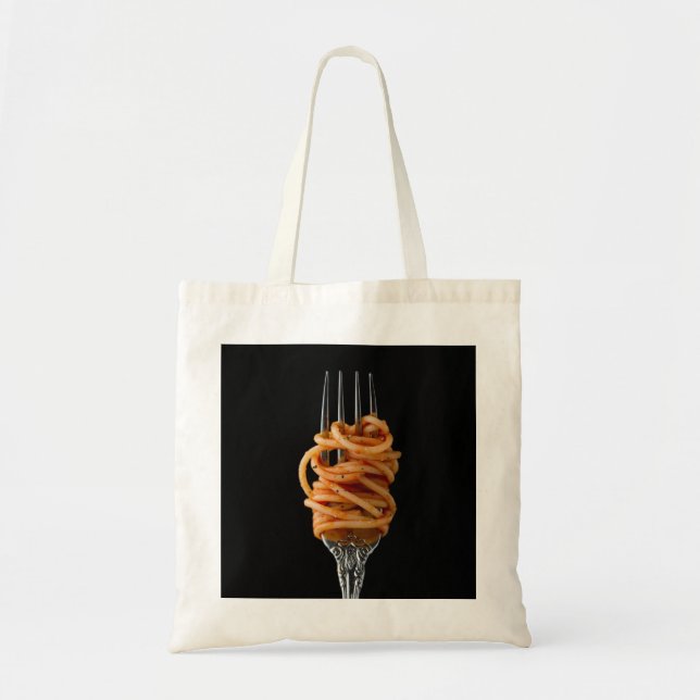 Pasta spun on a Fork, Food Spaghetti Tote Bag (Front)