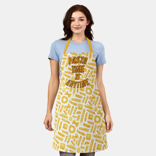 Pasta Time is Anytime Pattern Double Sided Design Apron (Worn)