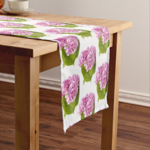Paste Pink Hydrangea Floral Print Table Runner