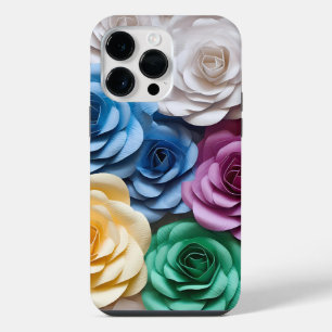 PASTEL 3-D PAPER LOOK GARDENIA FLOWERS iPhone 14 PRO MAX CASE