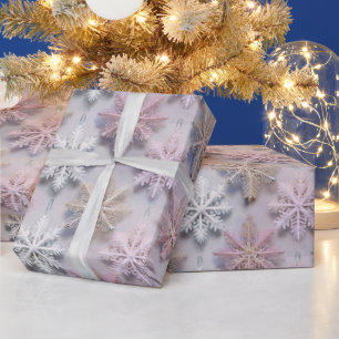 Pastel 3D Snowflakes  Wrapping Paper