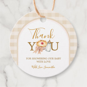 Pastel A Little Cutie Pie Gingham Fall Baby Shower Favour Tags