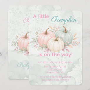 Pastel A Little Pumpkin Is On The Way Baby Shower Invitation