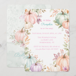 Pastel A Little Pumpkin Is On The Way Baby Shower Invitation