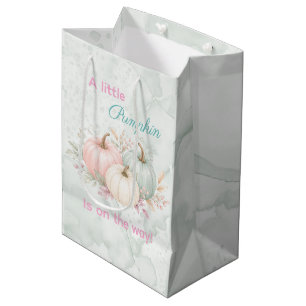 Pastel A Little Pumpkin Is On The Way Baby Shower  Medium Gift Bag