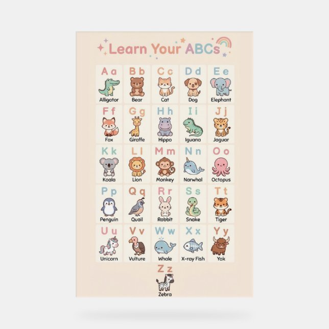 Pastel ABC Animals Poster for Kids (Front)