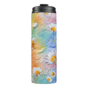 PASTEL ABSTRACT DAISY FLOWERS THERMAL TUMBLER