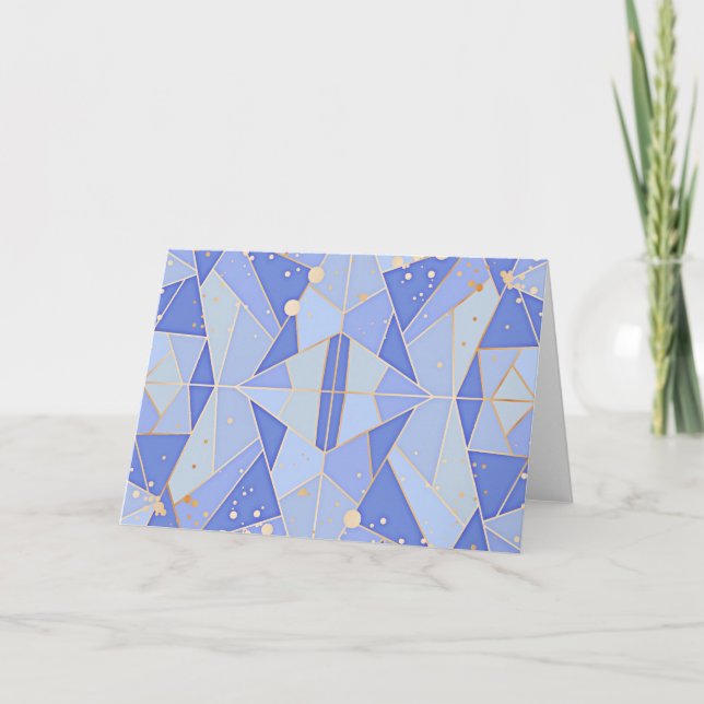 Pastel abstract design in blue and gold card (Front)