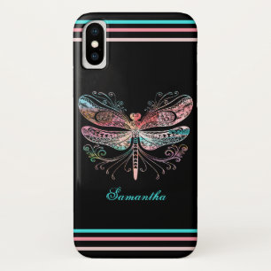 Pastel Abstract Dragonfly Black  iPhone X Case