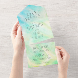 Pastel Abstract Elegant Chic CUSTOM BABY SHOWER All In One Invitation