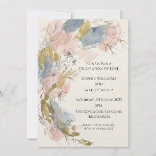 Pastel Abstract Floral Wedding Invitation