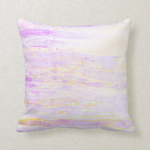 *~* Pastel Abstract Lavender Yellow Brush Strokes Cushion
