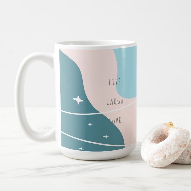 Pastel Abstract Live Laugh Love Coffee Mug (With Donut)