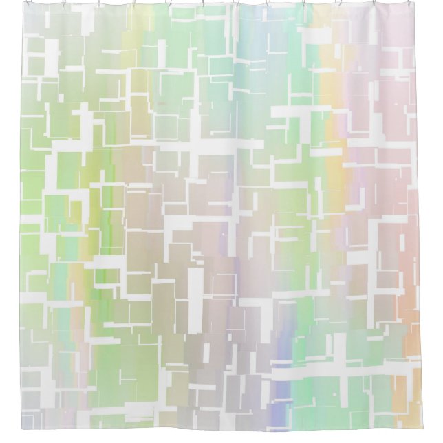 Pastel Abstract Multicolored Pattern Shower Curtain (Front)
