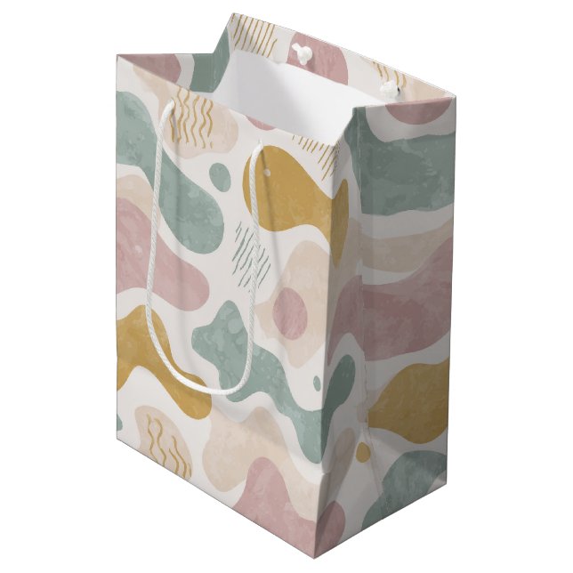 Pastel Abstract Organic Shapes Pattern  Medium Gift Bag (Front Angled)