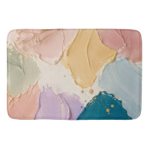 Pastel Abstract Paint Blush Sage Lavender Teal Gol Bath Mat