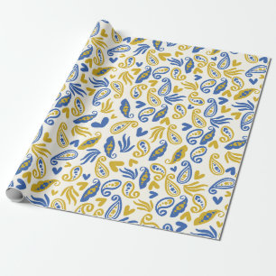 Pastel Abstract Paisley, Hearts and Florals Wrapping Paper