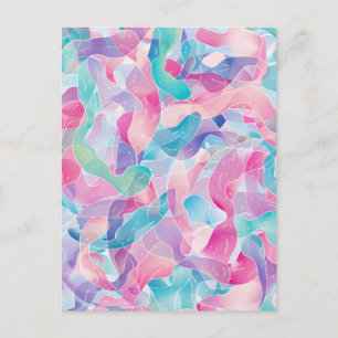 Pastel Abstract Ribbon Pattern Holiday Postcard