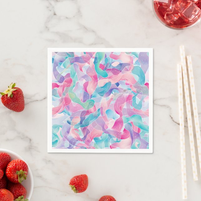 Pastel Abstract Ribbon Pattern Napkin (Insitu)